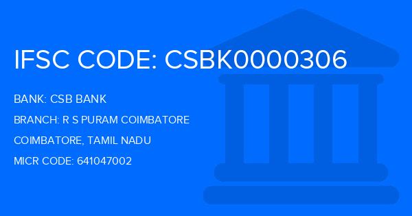 Csb Bank R S Puram Coimbatore Branch IFSC Code
