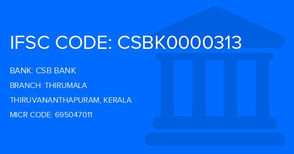 Csb Bank Thirumala Branch IFSC Code