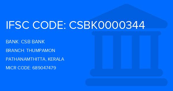 Csb Bank Thumpamon Branch IFSC Code