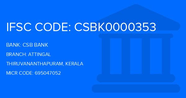 Csb Bank Attingal Branch IFSC Code