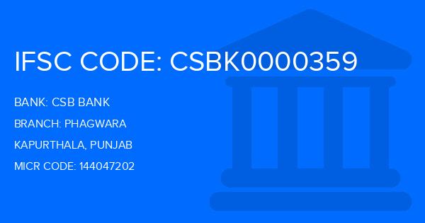 Csb Bank Phagwara Branch IFSC Code