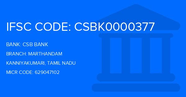 Csb Bank Marthandam Branch IFSC Code