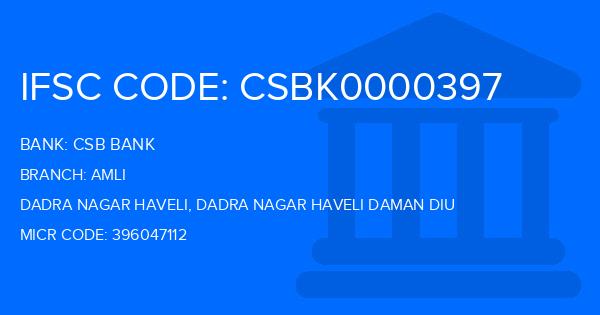 Csb Bank Amli Branch IFSC Code