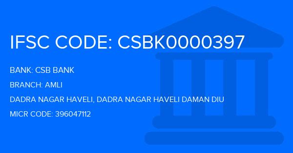 Csb Bank Amli Branch IFSC Code