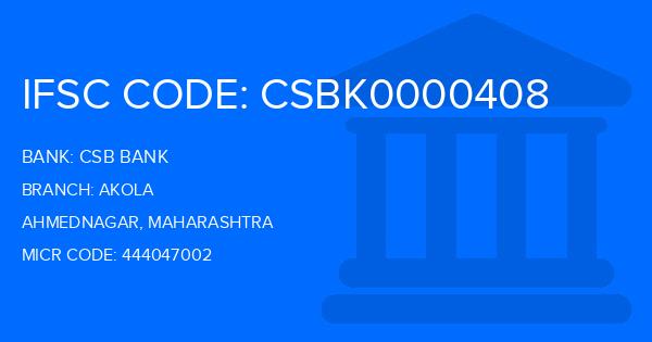 Csb Bank Akola Branch IFSC Code