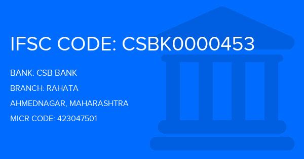 Csb Bank Rahata Branch IFSC Code