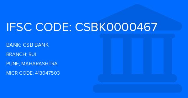 Csb Bank Rui Branch IFSC Code