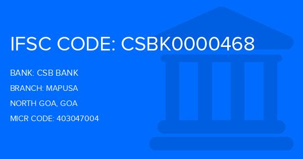 Csb Bank Mapusa Branch IFSC Code