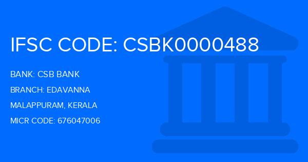 Csb Bank Edavanna Branch IFSC Code