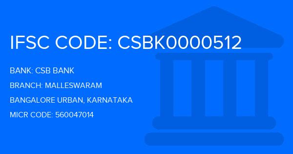 Csb Bank Malleswaram Branch IFSC Code