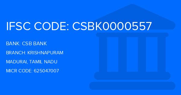 Csb Bank Krishnapuram Branch IFSC Code