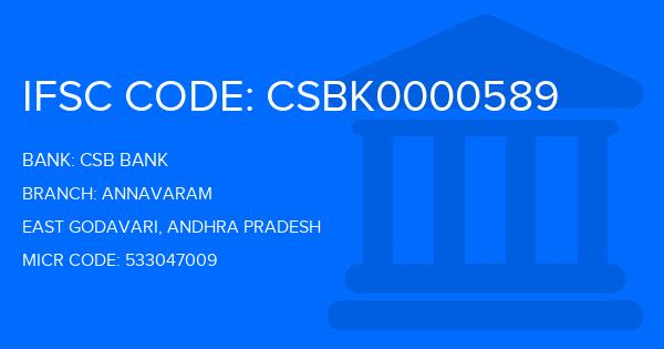 Csb Bank Annavaram Branch IFSC Code