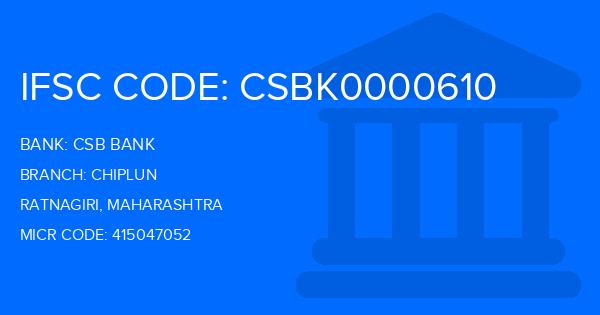 Csb Bank Chiplun Branch IFSC Code