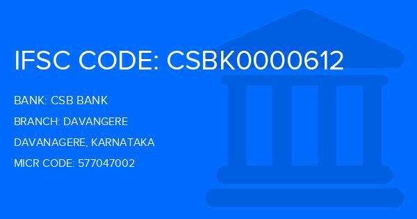 Csb Bank Davangere Branch IFSC Code