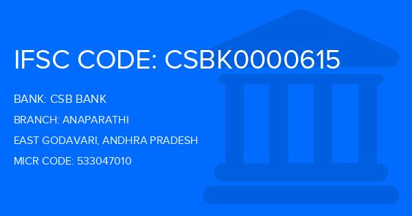 Csb Bank Anaparathi Branch IFSC Code
