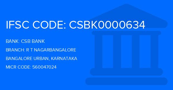 Csb Bank R T Nagarbangalore Branch IFSC Code