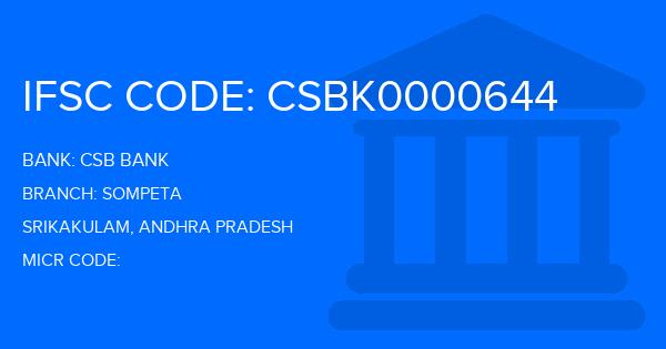 Csb Bank Sompeta Branch IFSC Code