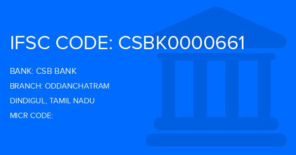 Csb Bank Oddanchatram Branch IFSC Code