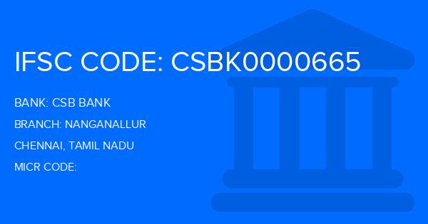 Csb Bank Nanganallur Branch IFSC Code