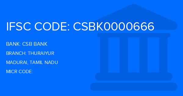 Csb Bank Thuraiyur Branch IFSC Code