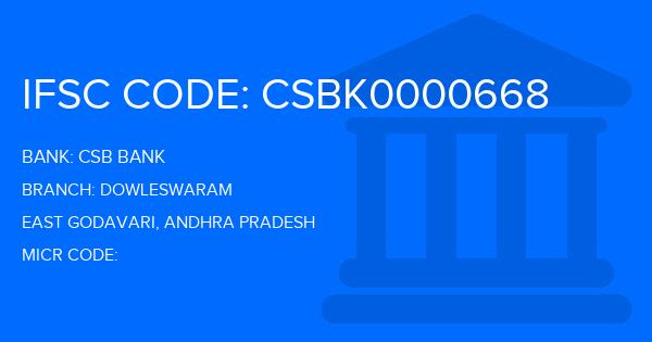 Csb Bank Dowleswaram Branch IFSC Code