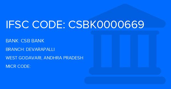 Csb Bank Devarapalli Branch IFSC Code