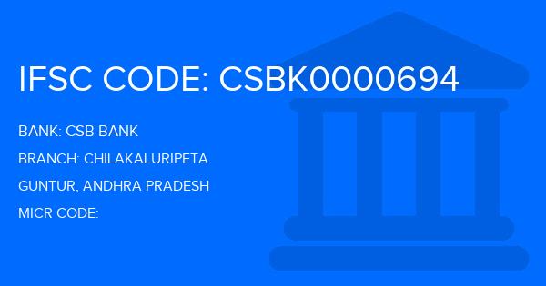 Csb Bank Chilakaluripeta Branch IFSC Code