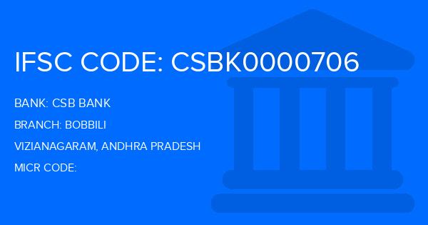 Csb Bank Bobbili Branch IFSC Code