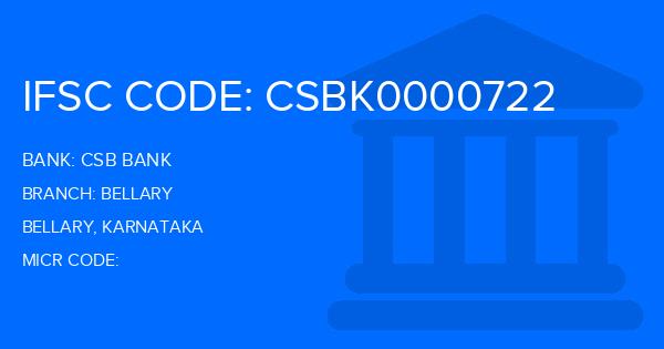 Csb Bank Bellary Branch IFSC Code
