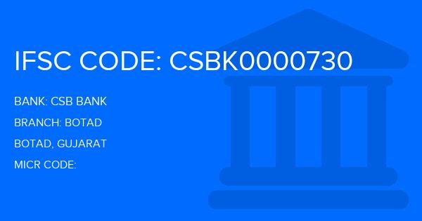 Csb Bank Botad Branch IFSC Code