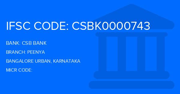 Csb Bank Peenya Branch IFSC Code