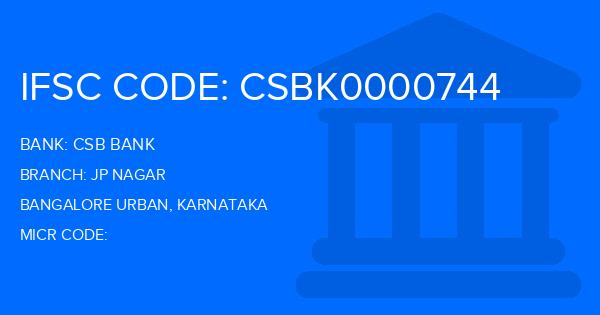 Csb Bank Jp Nagar Branch IFSC Code
