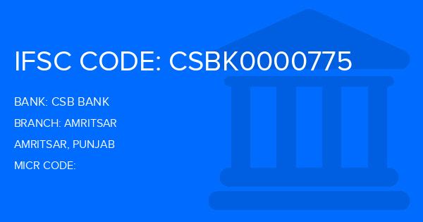 Csb Bank Amritsar Branch IFSC Code