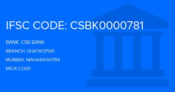 Csb Bank Ghatkopar Branch IFSC Code