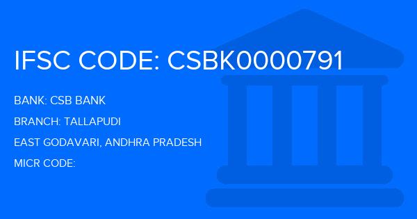 Csb Bank Tallapudi Branch IFSC Code