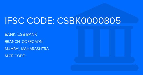 Csb Bank Goregaon Branch IFSC Code