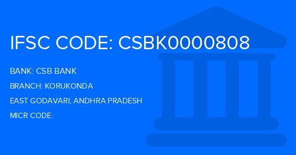 Csb Bank Korukonda Branch IFSC Code