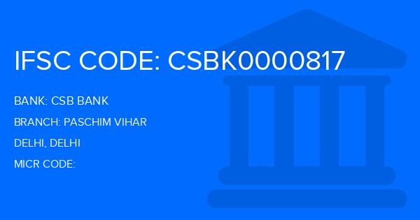 Csb Bank Paschim Vihar Branch IFSC Code