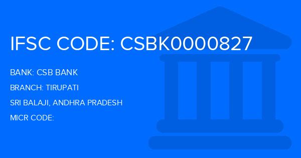 Csb Bank Tirupati Branch IFSC Code