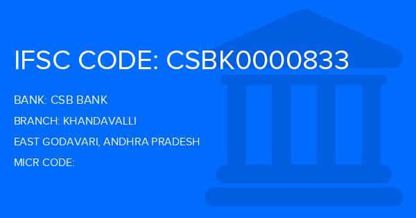 Csb Bank Khandavalli Branch IFSC Code