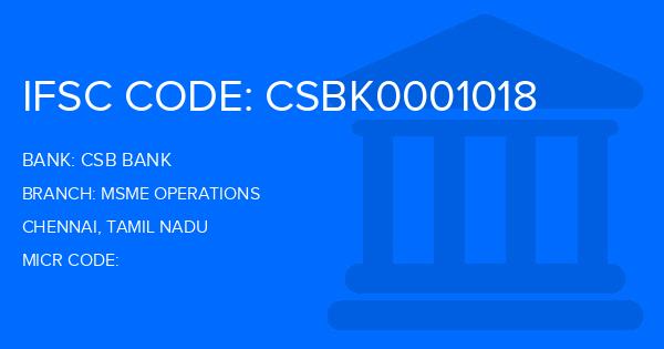 Csb Bank Msme Operations Branch IFSC Code