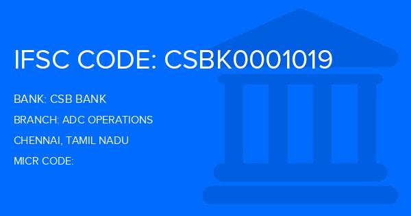 Csb Bank Adc Operations Branch IFSC Code