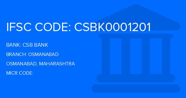 Csb Bank Osmanabad Branch IFSC Code