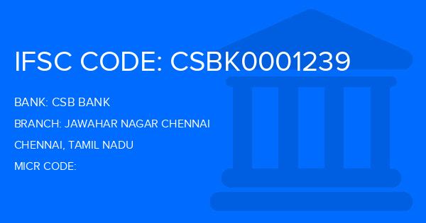 Csb Bank Jawahar Nagar Chennai Branch IFSC Code
