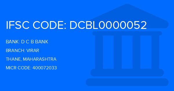 D C B Bank Virar Branch IFSC Code