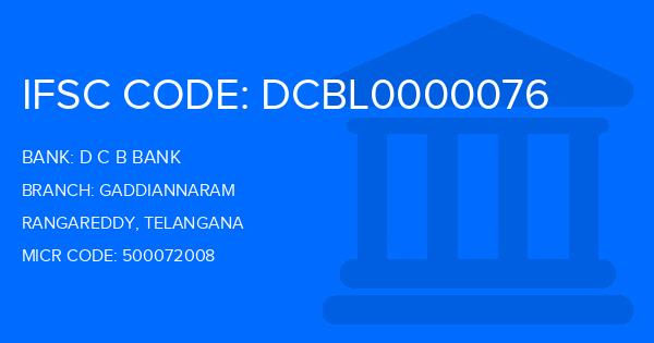 D C B Bank Gaddiannaram Branch IFSC Code
