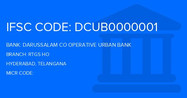 Darussalam Co Operative Urban Bank Rtgs Ho Branch IFSC Code