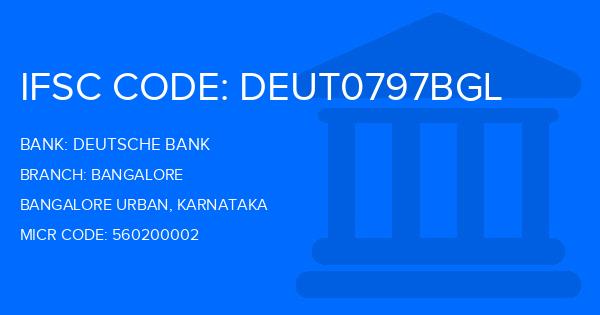 Deutsche Bank Bangalore Branch IFSC Code