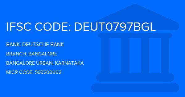 Deutsche Bank Bangalore Branch IFSC Code