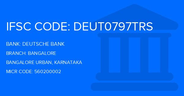 Deutsche Bank Bangalore Branch IFSC Code